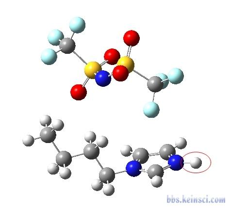  [BIm][Tf2N]的结构解离H以后的结构